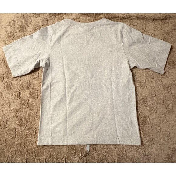 NWOT Lululemon Split Short Sleeve Grey Stretch French Terry Sweatshirt Top 6 - Picture 5 of 9